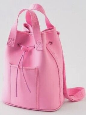Offline Aerie Neoprene Backpack Barbie Pink Drawstring Pocket Bucket Bag NWT
